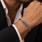 Rope Style Adjustable Cuff Bangle/kadaa studded with Blue Zircons | 925 Sterling Silver Bracelet