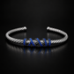 Rope Style Adjustable Cuff Bangle/kadaa studded with Blue Zircons | 925 Sterling Silver Bracelet