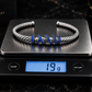 Rope Style Adjustable Cuff Bangle/kadaa studded with Blue Zircons | 925 Sterling Silver Bracelet