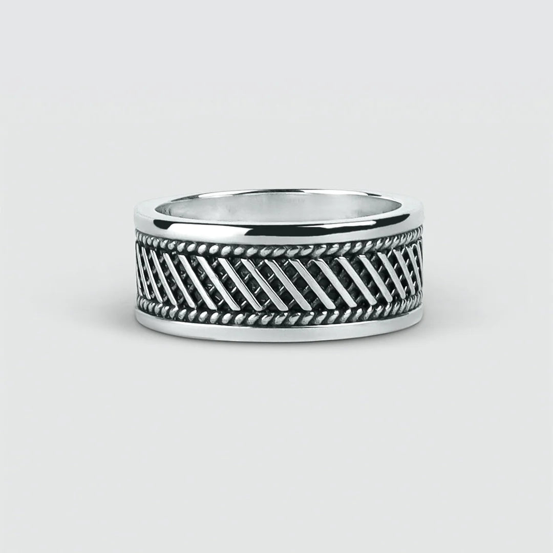 RARE PRINCE by CARAT SUTRA | Classic Oxidized Silver Band | 925 Sterling Silver Ring | Men's Jewelry | With Certificate of Authenticity and 925 Hallmark