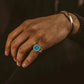 RARE PRINCE by CARAT SUTRA | Classic Signet Ring with Natural Blue Turquoise | 925 Sterling Silver Ring | Men's Jewelry | With Certificate of Authenticity and 925 Hallmark