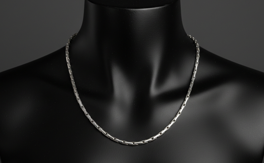RARE PRINCE by CARAT SUTRA | 3mm Wide Oxidised Bamboo Chain | 925 Sterling Silver with Hallmark - caratsutra