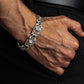 18mm Leo - Lion Retro Bracelet in Oxidised Finish studded with Blue Zircon | 925 Sterling Silver with Hallmark - caratsutra