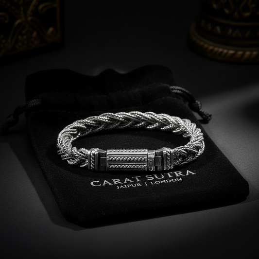 10mm Twisted Handwoven Chain Bracelet | 925 Sterling Silver with Hallmark - caratsutra