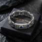 18mm Leo - Lion Retro Bracelet in Oxidised Finish studded with Blue Zircon | 925 Sterling Silver with Hallmark