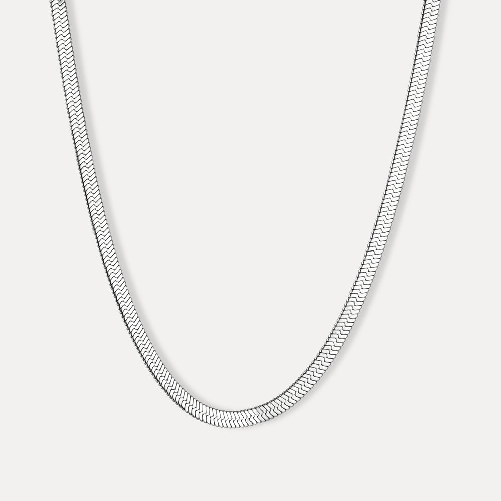 Minimalist Flat 5mm Snake Chain | 925 Sterling Silver Chain | With Certificate of Authenticity and 925 Hallmark - caratsutra