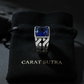 RARE PRINCE by CARAT SUTRA | Unique Turkish Gucci Style Ring with Faceted Blue S Sapphire | 925 Sterling Silver Oxidized Ring | Men's Jewelry | With Certificate of Authenticity and 925 Hallmark