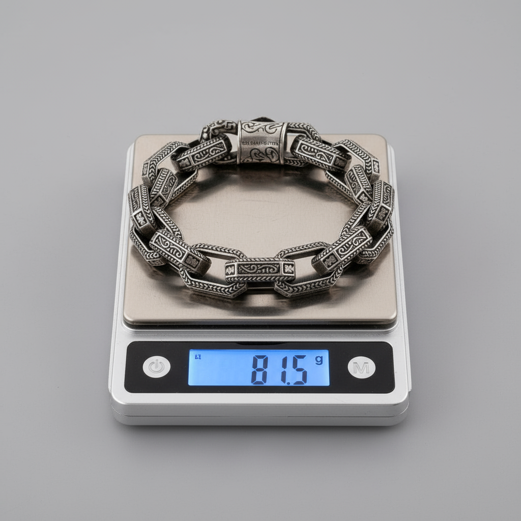 13mm wide, Unique Vintage Artistry Ancient Oxidized Bracelet | 925 Sterling Silver Bracelet | Men's Jewelry | With Certificate of Authenticity and 925 Hallmark - caratsutra