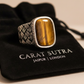 RARE PRINCE by CARAT SUTRA | Unique Turkish Style Ring with Natural Tiger Eye | 925 Sterling Silver Oxidized Ring | Men's Jewelry | With Certificate of Authenticity and 925 Hallmark - caratsutra