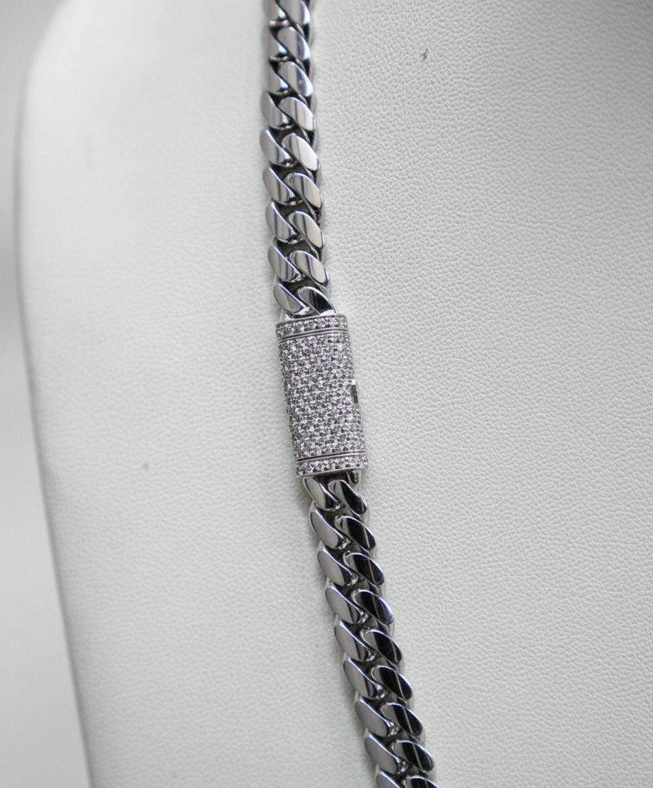 RARE PRINCE by CARAT SUTRA | Solid 10mm Miami Cuban Link Chain with Iced Lock | 22kt Gold Micron Plated on 925 Sterling Silver Chain with AAA+ Quality Swarovski Diamonds | Men's Jewelry | With Certificate of Authenticity and 925 Hallmark - caratsutra