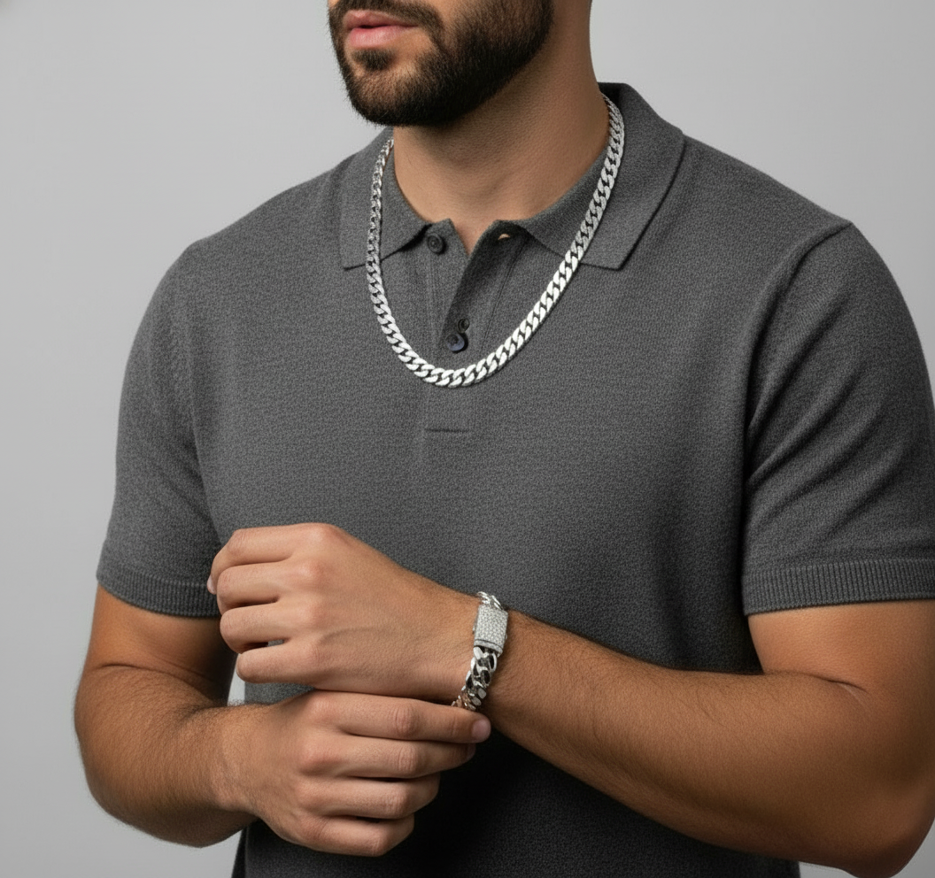 RARE PRINCE by CARAT SUTRA | Solid 12mm Miami Cuban Link Chain with Iced Lock | 22kt Gold Micron Plated on 925 Sterling Silver Chain with AAA+ Quality Swarovski Diamonds | Men's Jewelry | With Certificate of Authenticity and 925 Hallmark - caratsutra