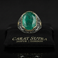 Unique Designed Turkish Style Ring with 8.5ct Natural Emerald | 925 Sterling Silver Oxidized Ring | With Certificate of Authenticity and 925 Hallmark
