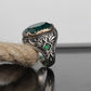 Unique Designed Turkish Style Ring with 8.5ct Natural Emerald | 925 Sterling Silver Oxidized Ring | With Certificate of Authenticity and 925 Hallmark