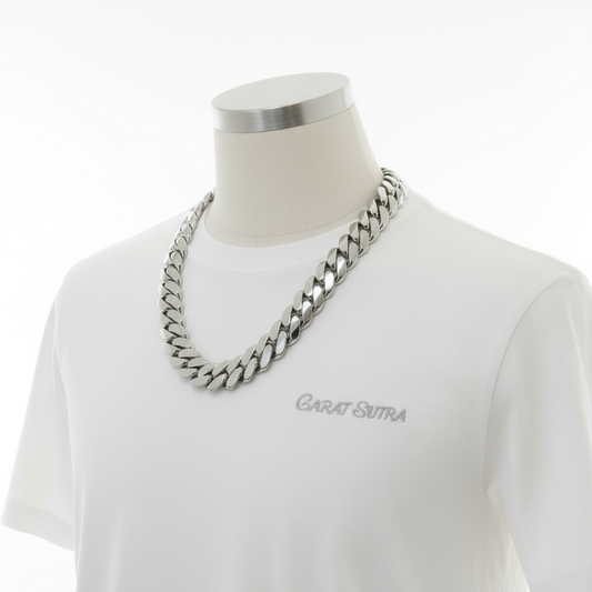 22mm Wide Solid Miami Cuban Link Chain | 925 Sterling Silver Chain | Men's Jewelry | With Certificate of Authenticity and 925 Hallmark - caratsutra