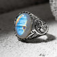 RARE PRINCE by CARAT SUTRA | Unique Designed Turkish Style Ring with Natural Moonstone | 925 Sterling Silver Oxidized Ring | With Certificate of Authenticity and 925 Hallmark