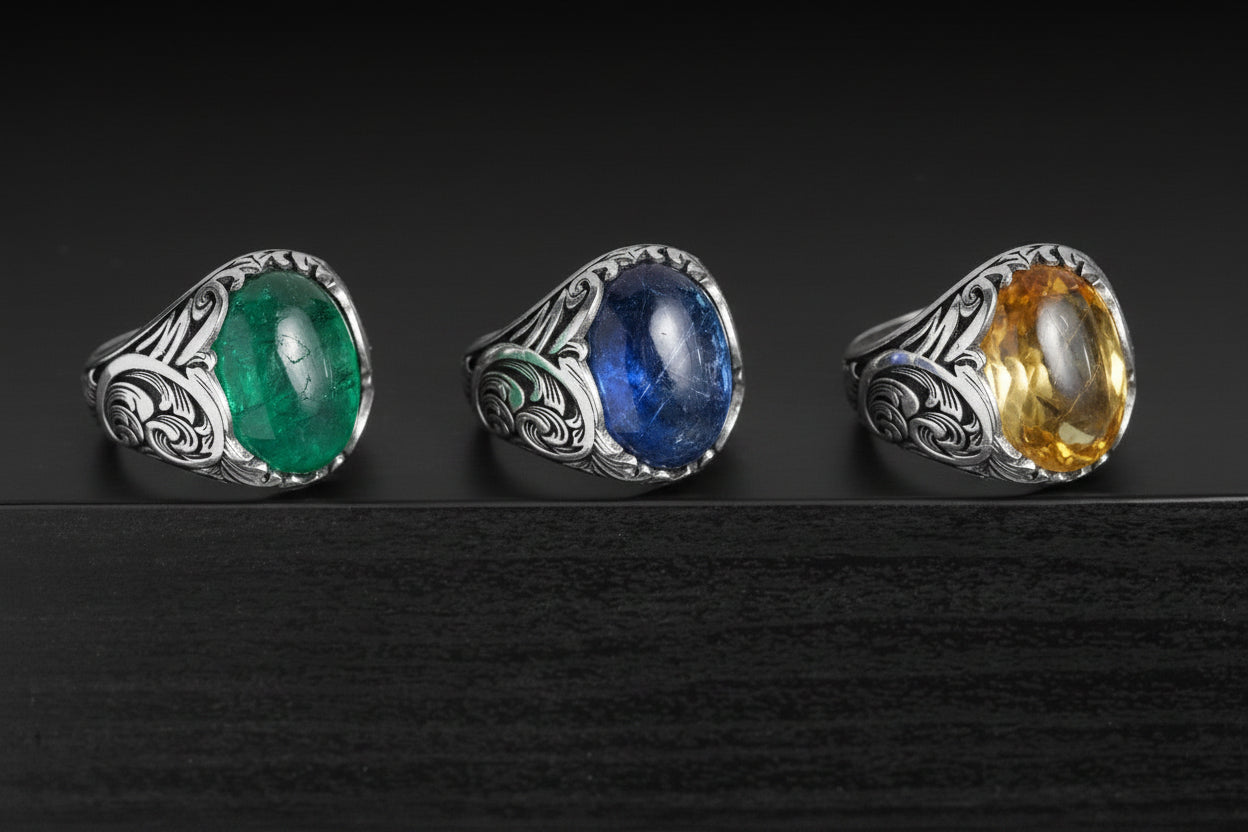 RARE PRINCE by CARAT SUTRA | Unique Designed Turkish Style Ring with Natural Moonstone | 925 Sterling Silver Oxidized Ring | With Certificate of Authenticity and 925 Hallmark