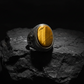 RARE PRINCE by CARAT SUTRA | Unique Designed Turkish Style Ring with Natural Tiger Eye | 925 Sterling Silver Oxidized Ring | Men's Jewelry | With Certificate of Authenticity and 925 Hallmark