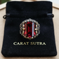 RARE PRINCE by CARAT SUTRA | Unique Designed Turkish Style Ring with Multifaceted Red Zirconia | 925 Sterling Silver Oxidized Ring | Men's Jewelry | With Certificate of Authenticity and 925 Hallmark