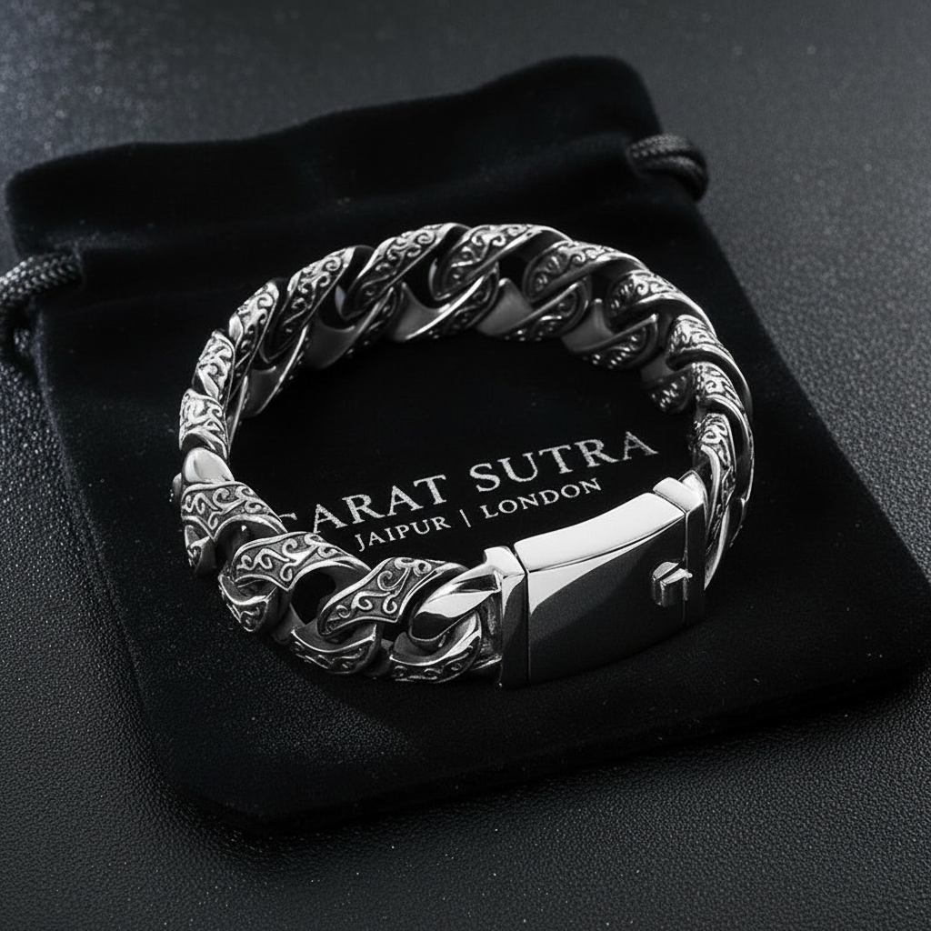 16mm wide, 925 Sterling silver, Unique Artistry Myth Antique Bracelet for Men | With Certificate of Authenticity and 925 Hallmark