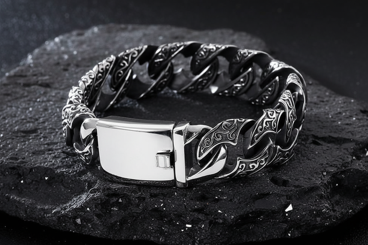 16mm wide, 925 Sterling silver, Unique Artistry Myth Antique Bracelet for Men | With Certificate of Authenticity and 925 Hallmark - caratsutra