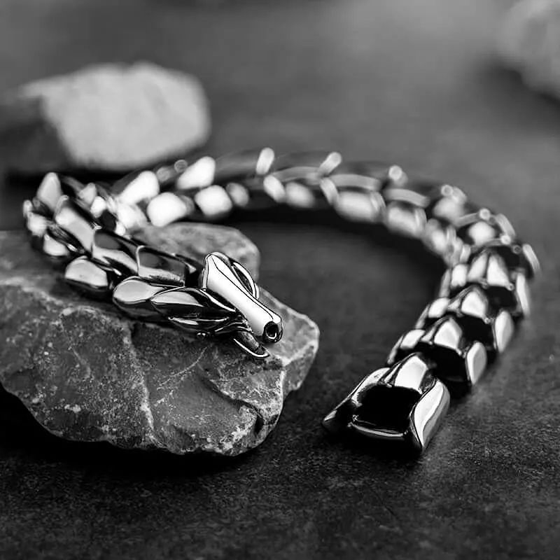 Sterling Silver Dragon Bracelet Men, Braided Leather Black Bracelet, Dragon  Jewelry, Smaug Armband, Husband Gift - Etsy
