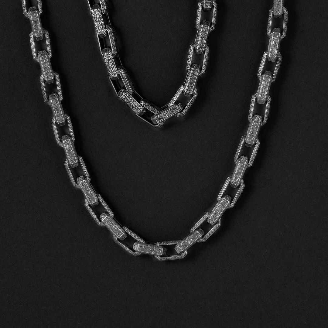 RARE PRINCE by CARAT SUTRA | Unique Vintage Artistry Ancient Oxidized Chain | 925 Sterling Silver Chain | Men's Jewelry | With Certificate of Authenticity and 925 Hallmark