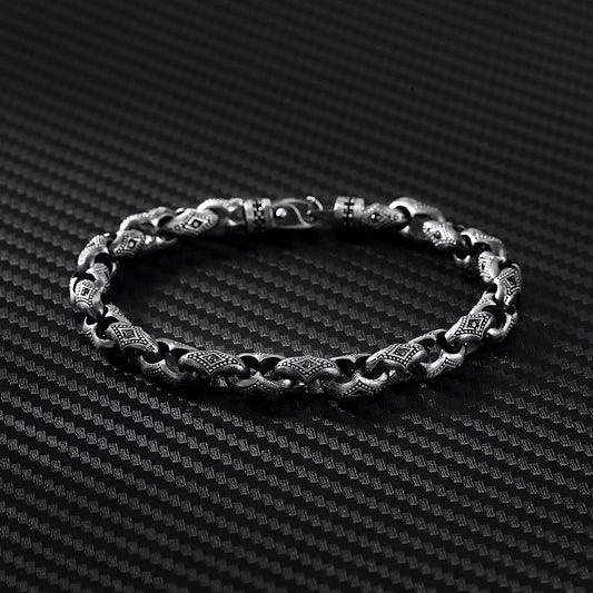 RARE PRINCE by CARAT SUTRA | Unique Hand Engraved Vintage Oxidized Bracelet | 925 Sterling Silver Bracelet | Men's Jewelry | With Certificate of Authenticity and 925 Hallmark