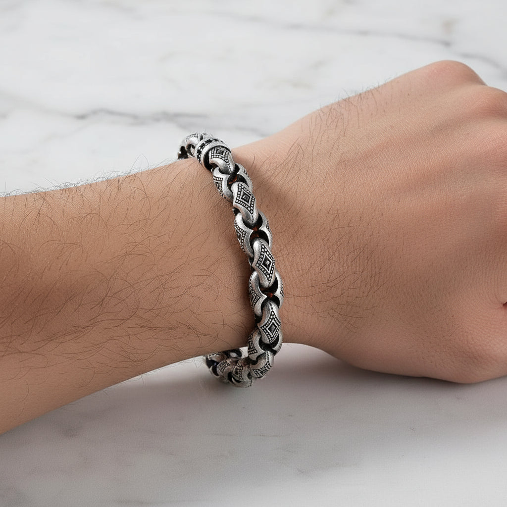 Unique Hand Engraved Vintage Oxidized Bracelet | 35g, 925 Sterling Silver Bracelet | With Certificate of Authenticity and 925 Hallmark