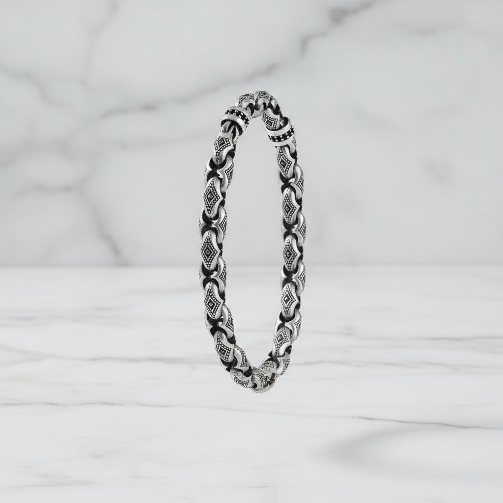 Unique Hand Engraved Vintage Oxidized Bracelet | 35g, 925 Sterling Silver Bracelet | With Certificate of Authenticity and 925 Hallmark