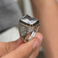 RARE PRINCE by CARAT SUTRA | Unique Designed Turkish Style Ring with White Zirconia | 925 Sterling Silver Oxidized Ring | Men's Jewelry | With Certificate of Authenticity and 925 Hallmark