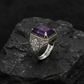 RARE PRINCE by CARAT SUTRA | Unique Designed Turkish Style Ring with Original 10Ct Amethyst | 925 Sterling Silver Oxidized Ring with Hallmark
