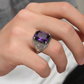 RARE PRINCE by CARAT SUTRA | Unique Designed Turkish Style Ring with Original 10Ct Amethyst | 925 Sterling Silver Oxidized Ring with Hallmark