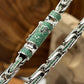 RARE PRINCE by CARAT SUTRA | Natural Emerald Stone Studded in Unique Link Chain | 925 Sterling Silver Chain with Rhodium Plating | Men's Jewelry | With Certificate of Authenticity and 925 Hallmark
