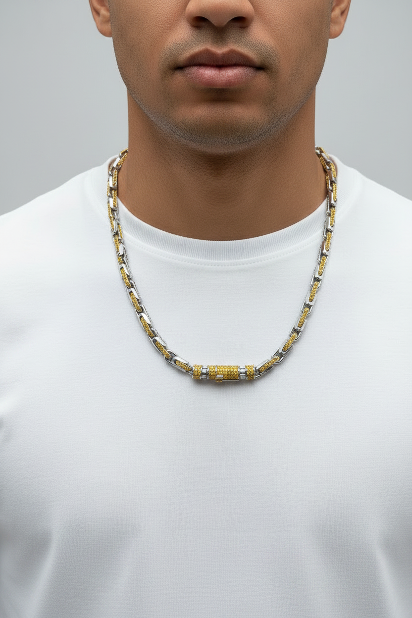 Natural Citrine Stone Studded in Unique Link Chain | 925 Sterling Silver Chain with Rhodium Plating | With Certificate of Authenticity and 925 Hallmark