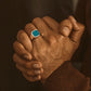 RARE PRINCE by CARAT SUTRA | Classic Signet Ring with Natural Blue Turquoise | 925 Sterling Silver Ring | Men's Jewelry | With Certificate of Authenticity and 925 Hallmark