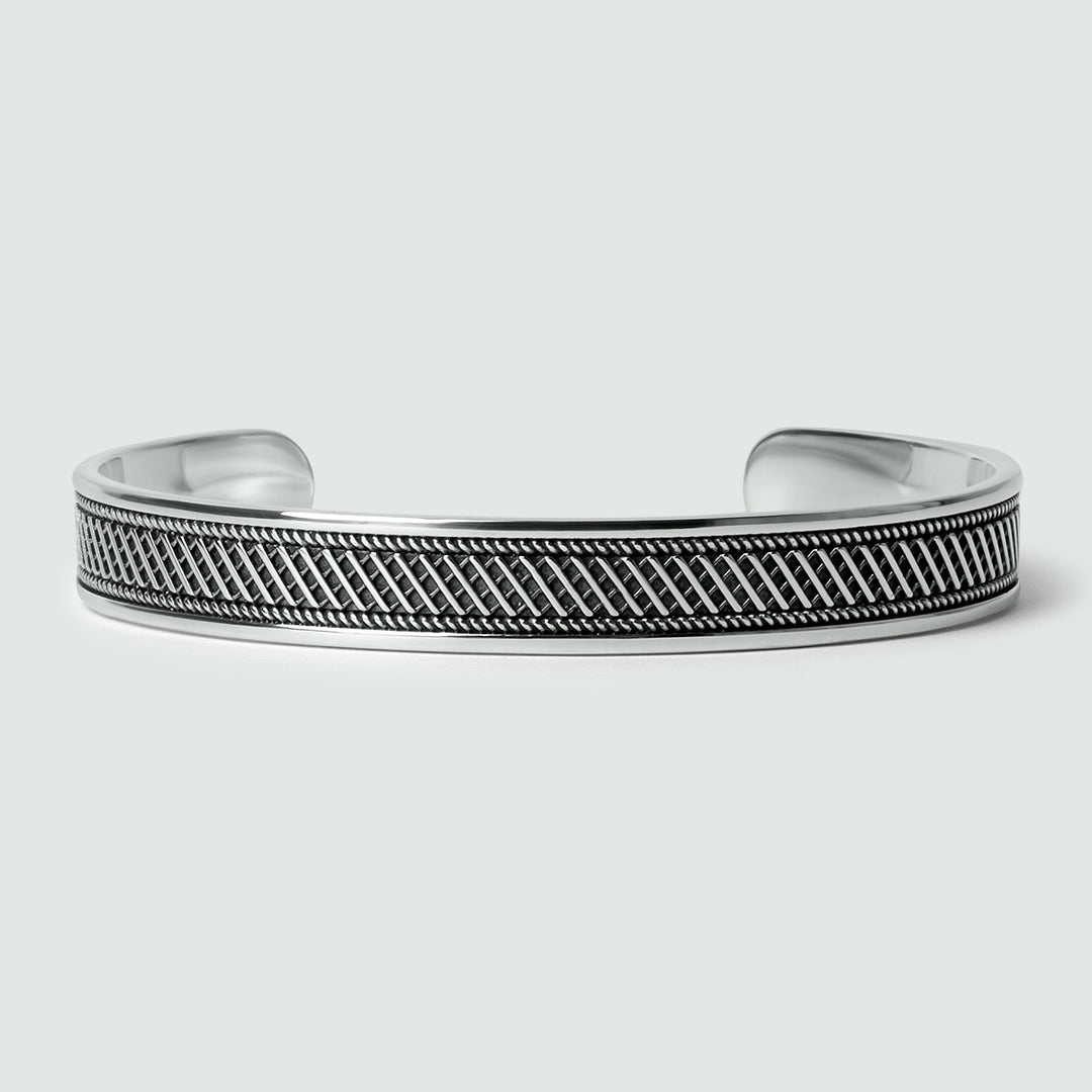 RARE PRINCE by CARAT SUTRA | Unique Style Oxidized Sterling Silver Bangle/kadaa/Handcuff for Men & Boys | 925 Sterling Silver Bracelet | Men's Jewelry | With Certificate of Authenticity and 925 Hallmark