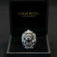 100g Unique Designed 3D Lion Face Ring with real Emerald green eyes | 925 Sterling Silver Oxidized Ring | With Certificate of Authenticity and 925 Hallmark - caratsutra