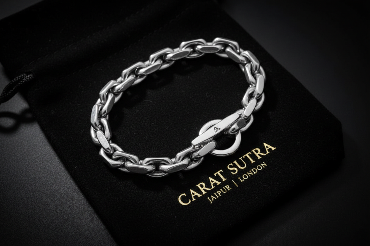 12mm Wide T-Bar Toggle chain Bracelet | 925 Sterling Silver Bracelet | Men's Jewelry | With Certificate of Authenticity and 925 Hallmark - caratsutra