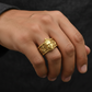 22k Micron Gold Plated, Unique Designed Solid 3D Shiva Face Band Ring | 925 Sterling Silver | With Certificate of Authenticity and 925 Hallmark