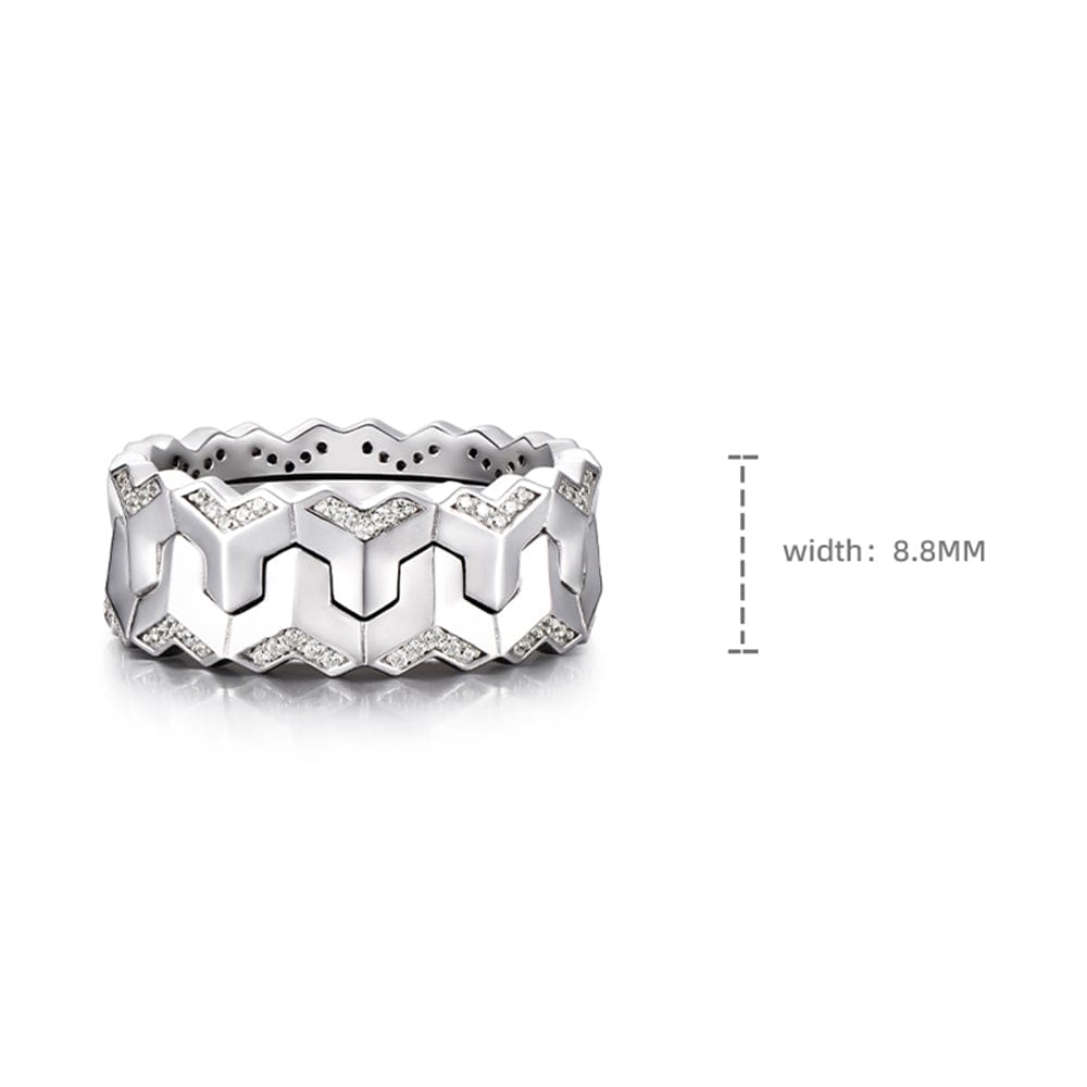 Classic Armour Silver Band | 925 Sterling Silver Ring, studded with Swarovski stones | With Certificate of Authenticity and 925 Hallmark - caratsutra