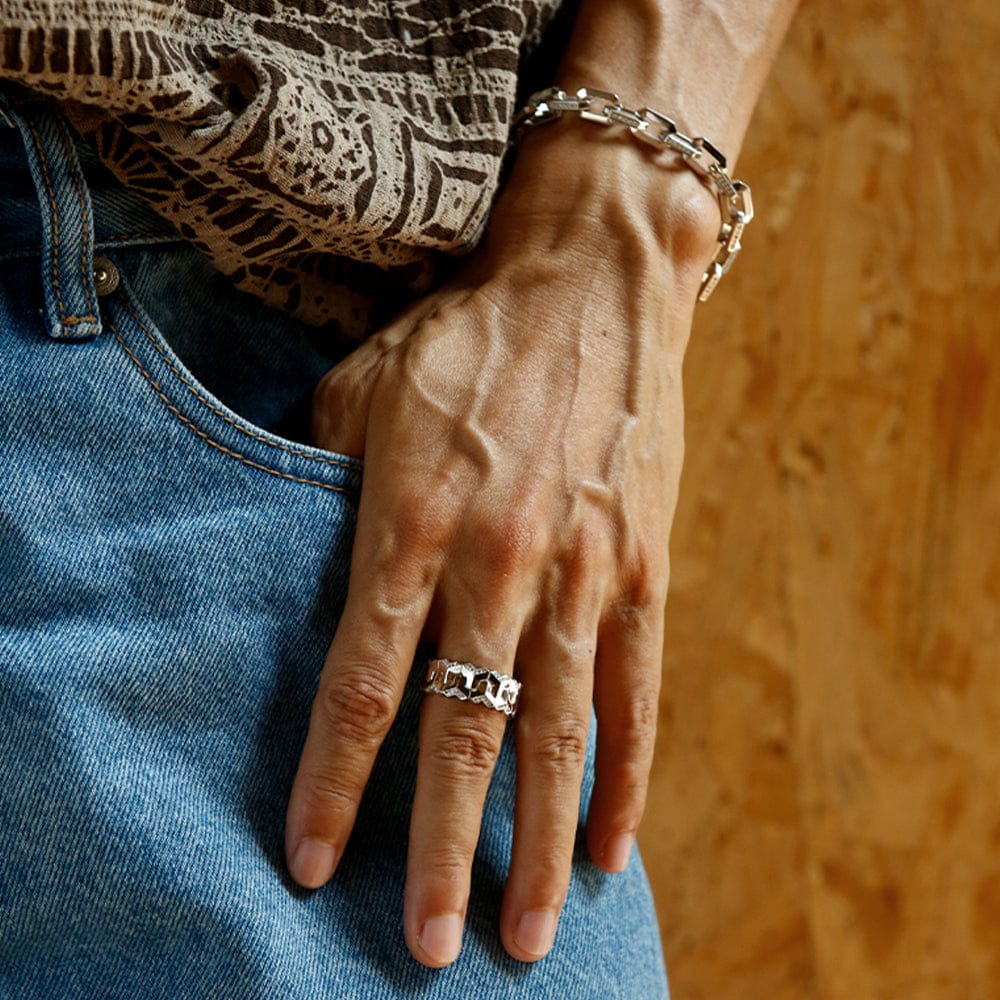 Classic Armour Silver Band | 925 Sterling Silver Ring, studded with Swarovski stones | With Certificate of Authenticity and 925 Hallmark - caratsutra