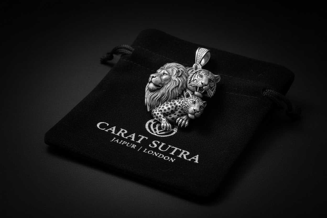 Unique Designed Lion - Tiger - Leopard Pendant for Men | 925 Sterling Silver Oxidized Pendant | Men's Jewelry | With Certificate of Authenticity and 925 Hallmark - caratsutra