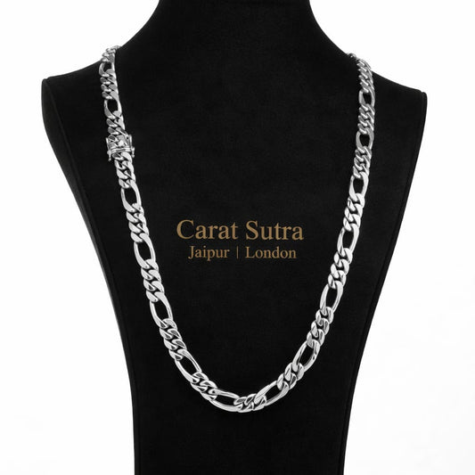 10mm Wide Solid Figaro-Cuban Link Chain |925 Sterling Silver Chain | Men's Jewelry | With Certificate of Authenticity and 925 Hallmark - caratsutra