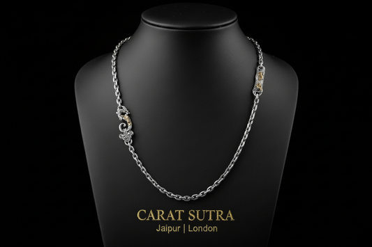RARE PRINCE by CARAT SUTRA | 4mm wide Dragon lock chain Oxidised Box Chain | 925 Sterling Silver Chain | Men's Jewelry | With Certificate of Authenticity and 925 Hallmark - caratsutra