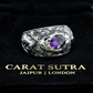 Hand-Engraved Original Amethyst Silver Band | 925 Sterling Silver Ring, studded with Amethyst | With Certificate of Authenticity and 925 Hallmark - caratsutra
