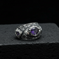 Hand-Engraved Original Amethyst Silver Band | 925 Sterling Silver Ring, studded with Amethyst | With Certificate of Authenticity and 925 Hallmark - caratsutra