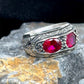 Hand-Engraved Original Ruby Silver Band | 925 Sterling Silver Ring, studded with Original Ruby | With Certificate of Authenticity and 925 Hallmark - caratsutra