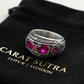Hand-Engraved Original Ruby Silver Band | 925 Sterling Silver Ring, studded with Original Ruby | With Certificate of Authenticity and 925 Hallmark - caratsutra