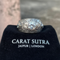 Hand-Engraved Zircon Silver Band | 925 Sterling Silver Ring, studded with White Zircon | With Certificate of Authenticity and 925 Hallmark - caratsutra