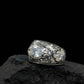 Hand-Engraved Zircon Silver Band | 925 Sterling Silver Ring, studded with White Zircon | With Certificate of Authenticity and 925 Hallmark - caratsutra